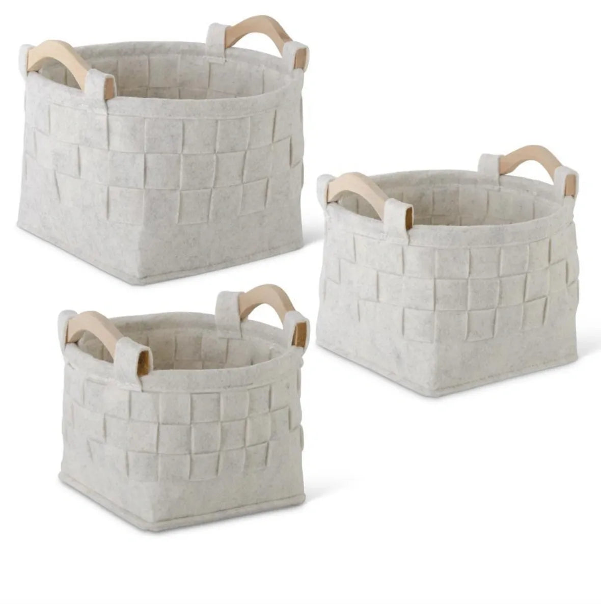 WOVEN CREAM FELT NESTING BASKETS