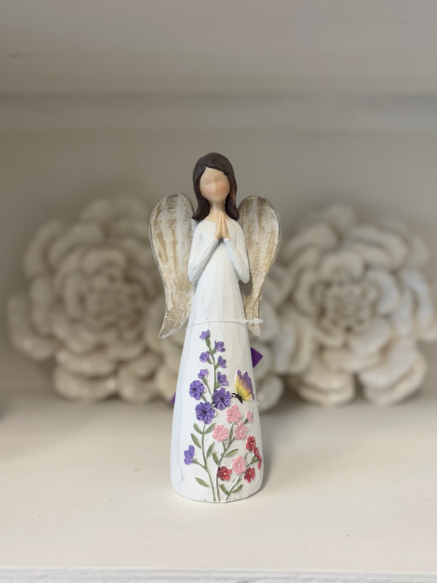 FIGURINE RESIN ANGEL FLORAL