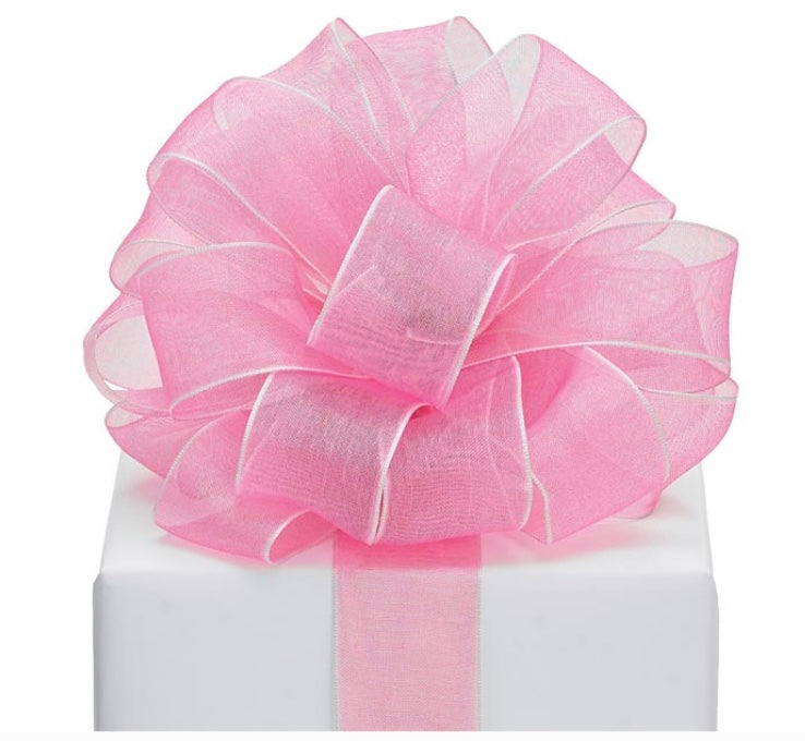 SHEER PINK WIRED RIBBON 20Y
