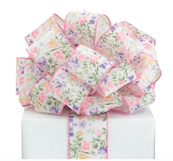 RIBBON VINTAGE BLOOMS SEWN WIRED EDGE