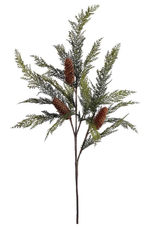 Cedar Spray With Pine Cone Green