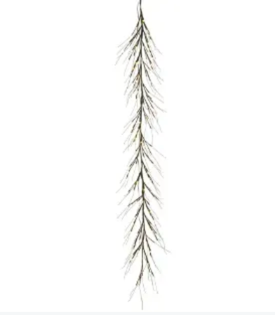 7' Faux Twig Garland With 120 LED Lights Brown