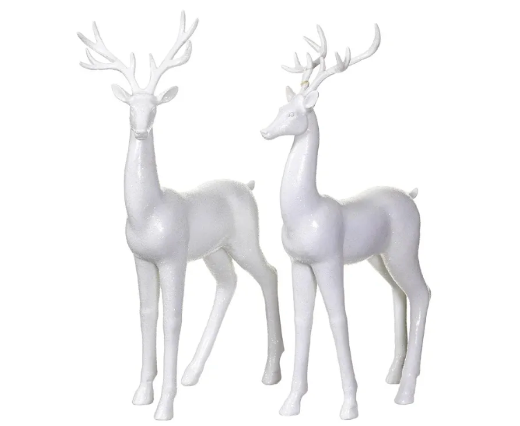 17" Glittered Reindeer (2 ea/set) White