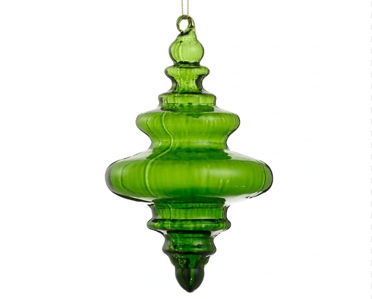 7" Glass Finial Ornament Green