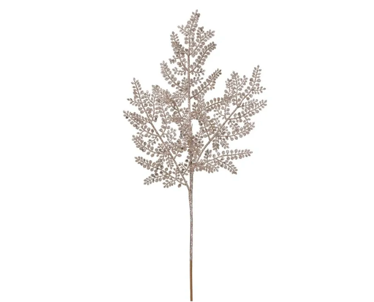 24" Glittered Fern Spray Champagne