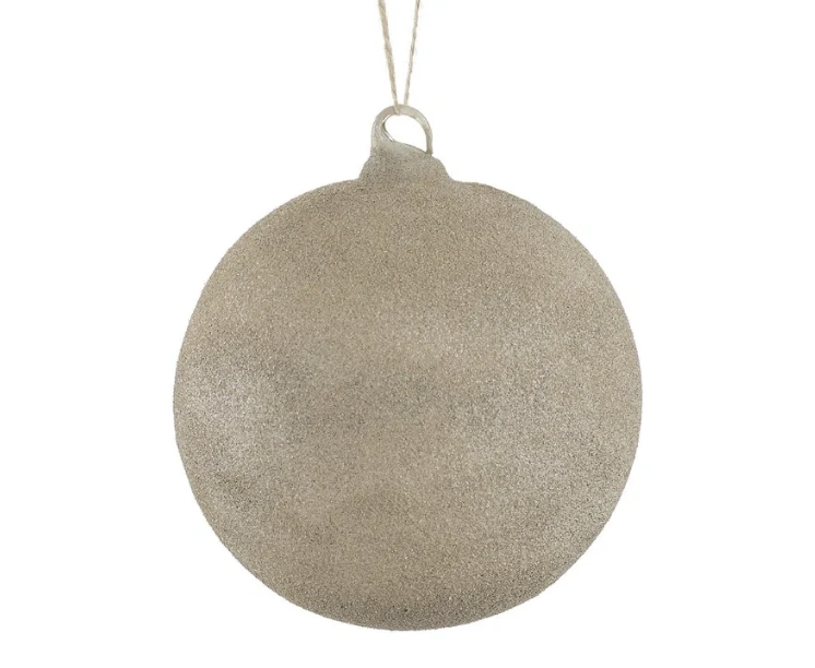4" Glittered Glass Ball Ornament Beige
