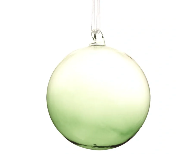 4" Glass Ball Ornament Clear Green