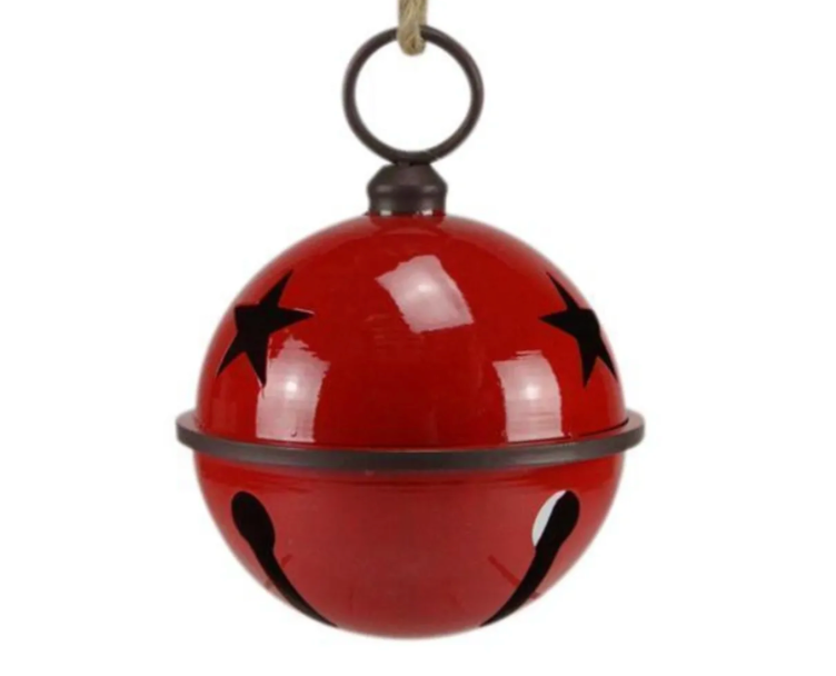 10"W TIN JINGLE BELL W/JUTE ROPE