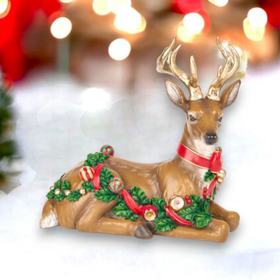11in Deer with Bauble Garland