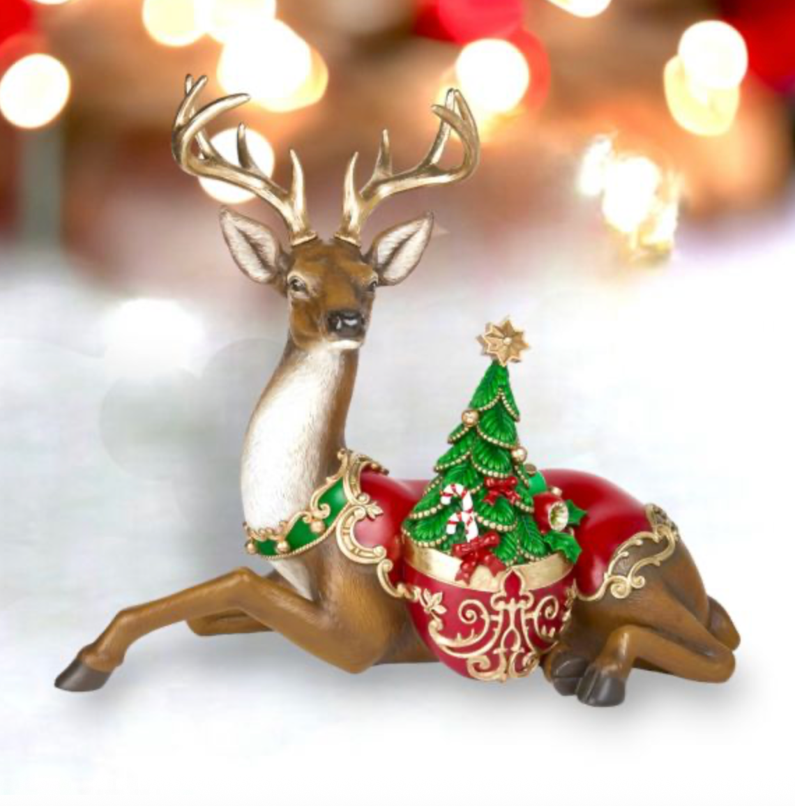 31in Deer Laying Down with Tree
