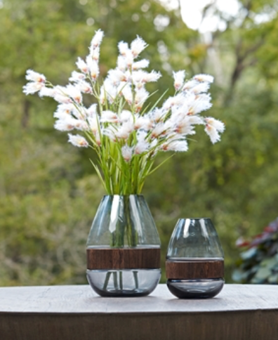 Glass Vase with Wood Center