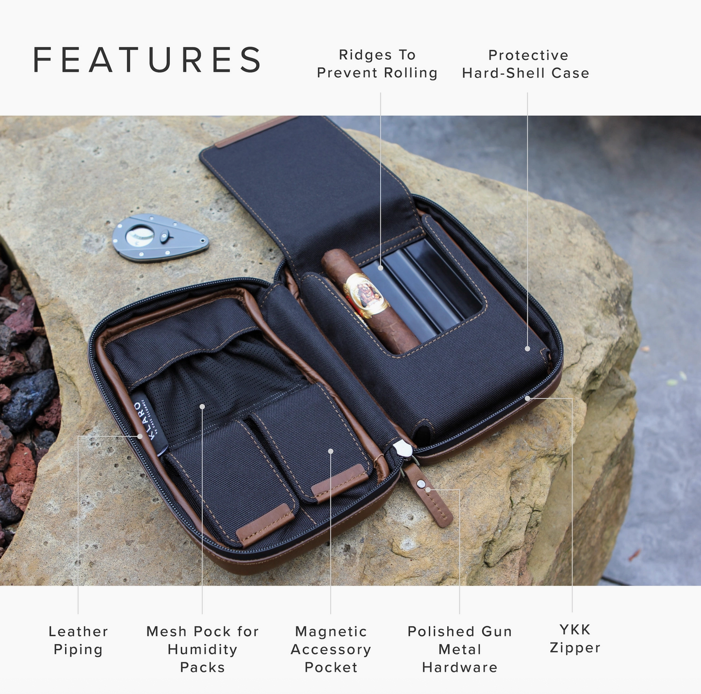 Brown Flint Travel Leather Cigar