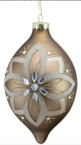 2 ASSORTED 5"-7" TAUPE, CHAMPAGNE AND GOLD FLOWER BALL/FINIAL ORNAMENT