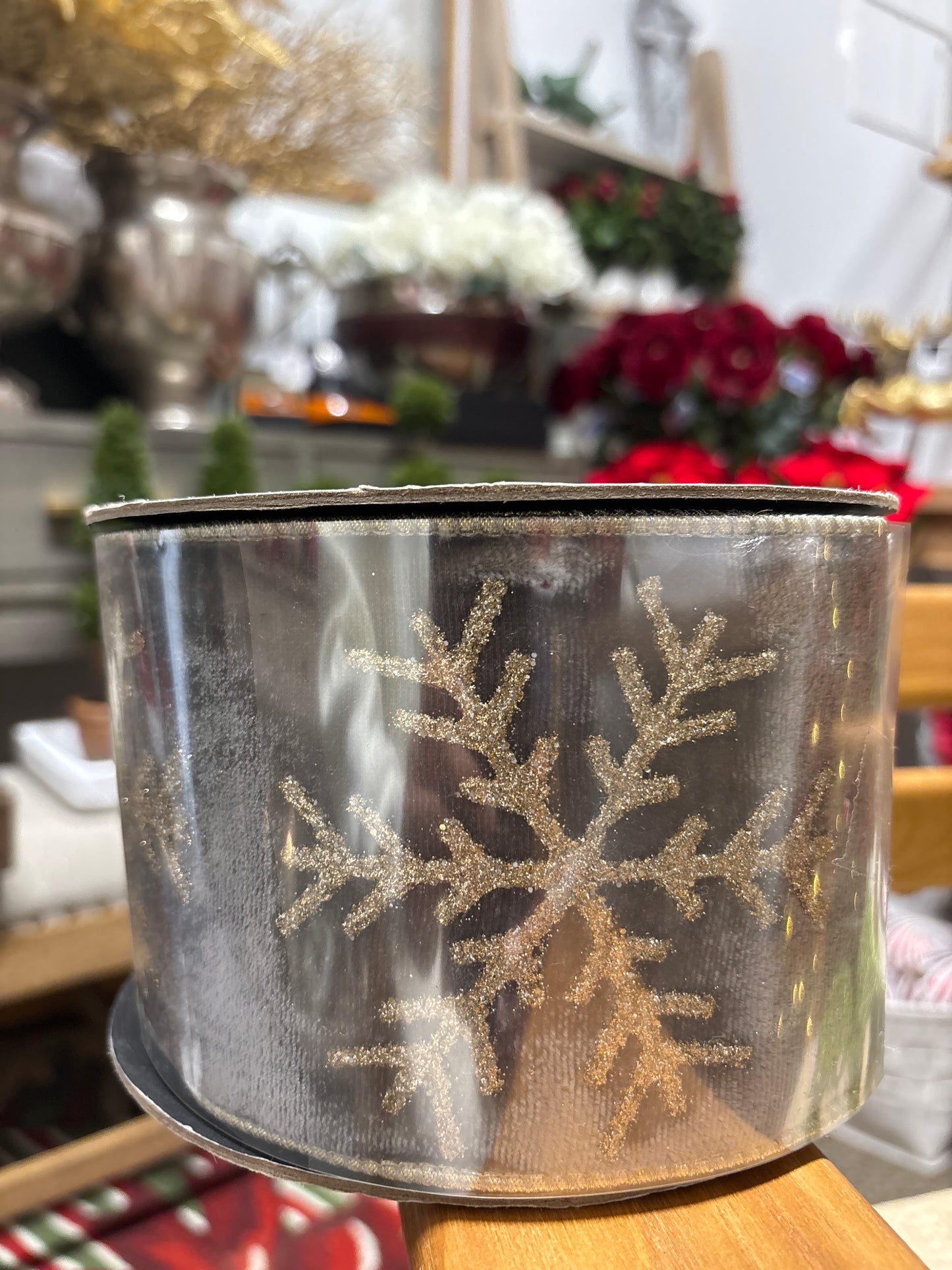 Cinta Plata Snowflake Brillo