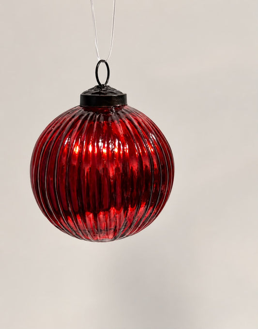 Assorted 3 Inch Red Mercury Glass Ornaments (2 Styles)
