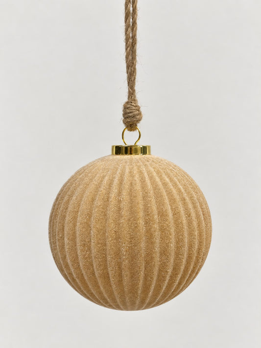 Glass Flocking Ball Beige