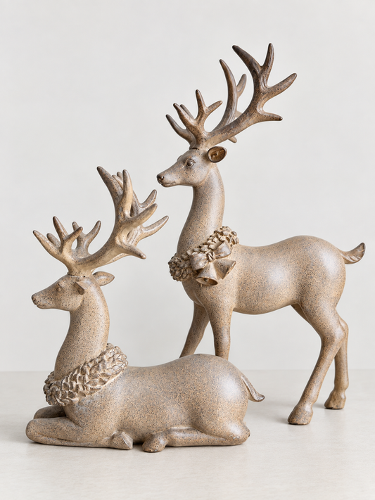 Set of 2 Resin Light Brown Deer