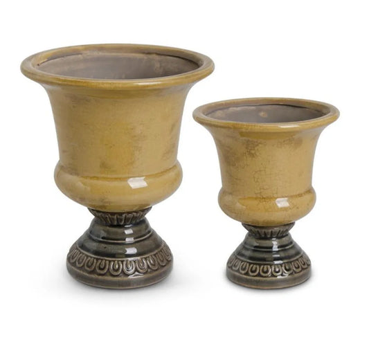 BUTTERSCOTCH GLAZED TERRACOTTA URNS