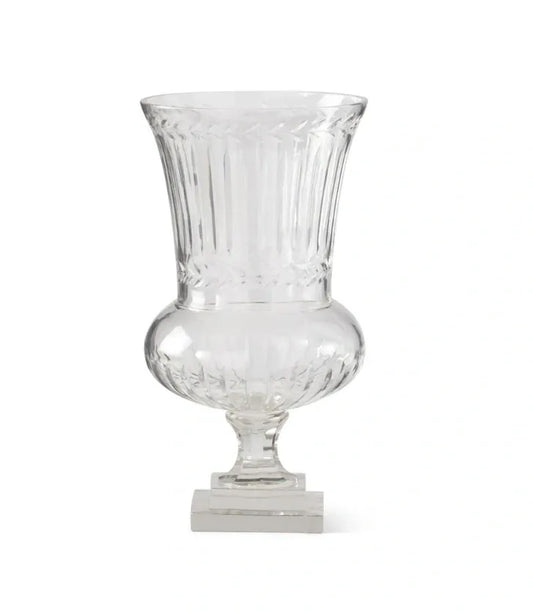 ETCHED LAUREL CLEAR GLASS VASE