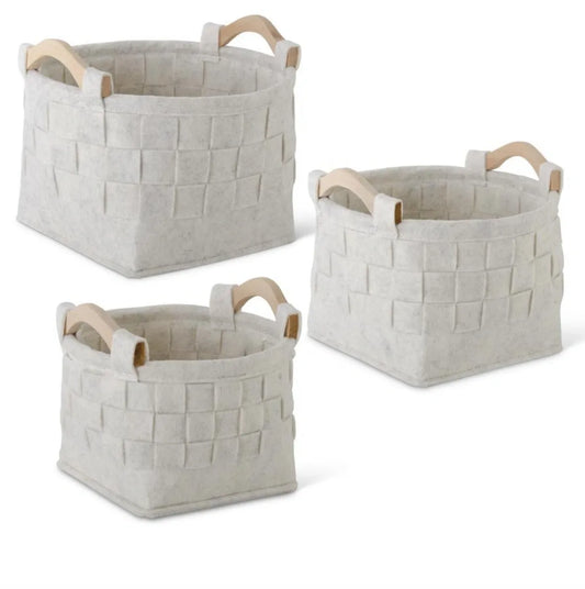 WOVEN CREAM FELT NESTING BASKETS