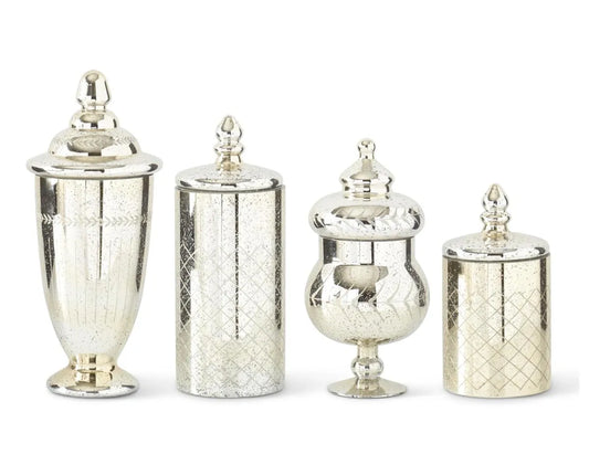 MERCURY GLASS JARS WITH LIDS