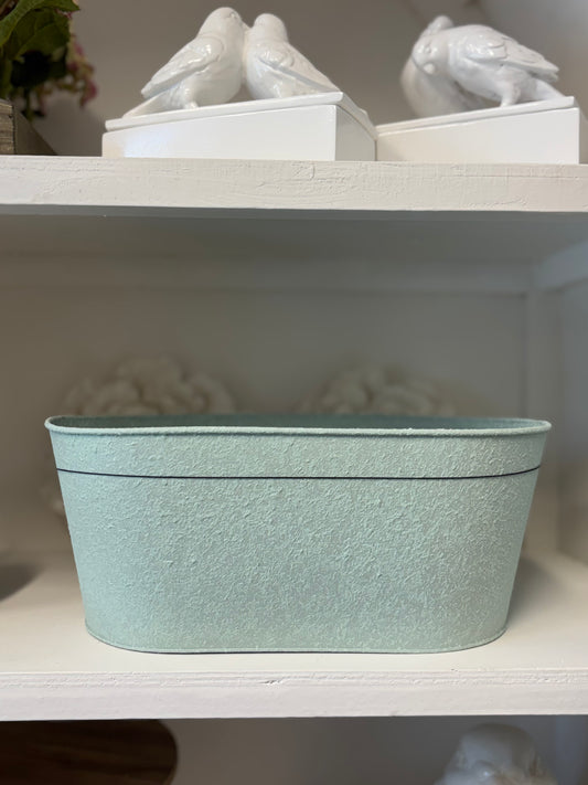 TIN 6" DOUBLE PLANTER SPRING (BLUE)
