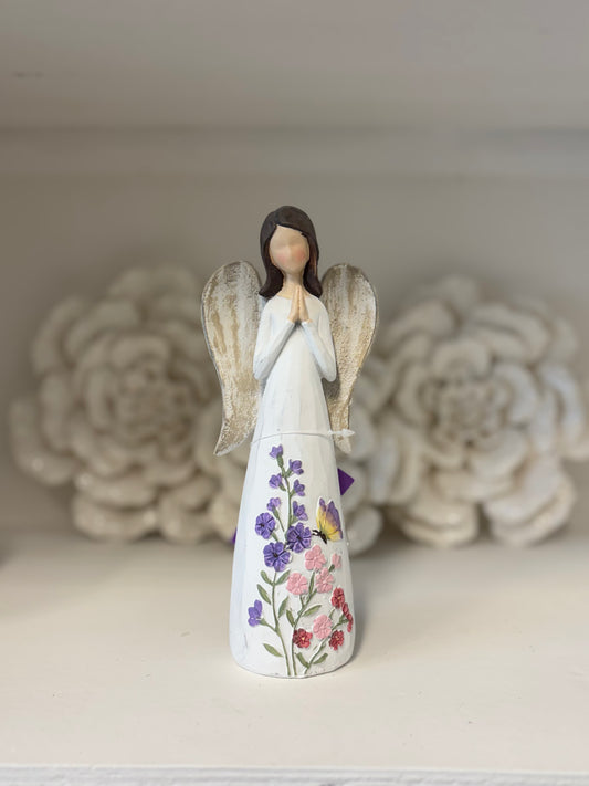 FIGURINE RESIN ANGEL FLORAL
