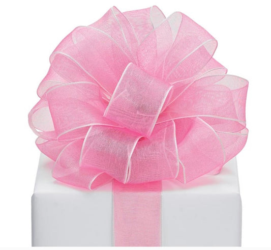 SHEER PINK WIRED RIBBON 20Y