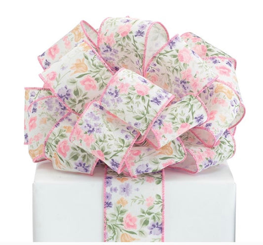 RIBBON VINTAGE BLOOMS SEWN WIRED EDGE