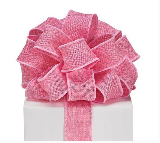 RIBBON PINK POLY BURLAP WIRED 10Y