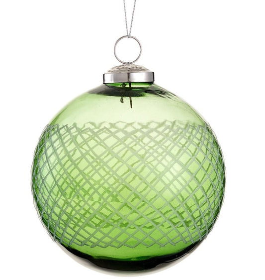 GLASS BALL ORNAMENT GR/FS