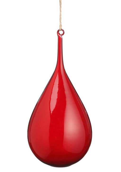 GLASS TEARDROP ORNAMENT RED