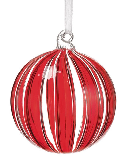 Glass Ball Ornament  Red Clear