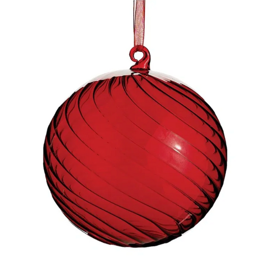 6" Glass Ball Ornament Red