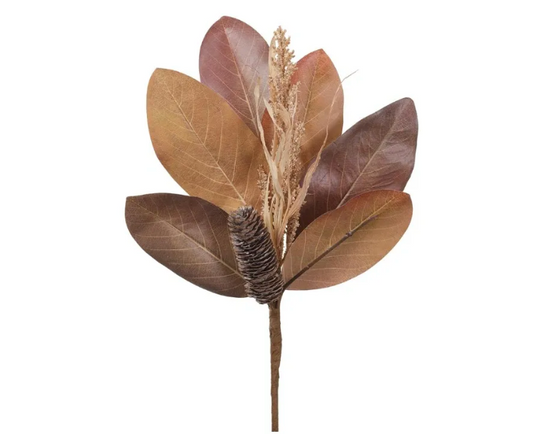 16" Magnolia Leaf/Pod/Pine Cone Pick Fb/Foam