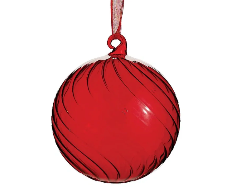 4" Glass Ball Ornament Red
