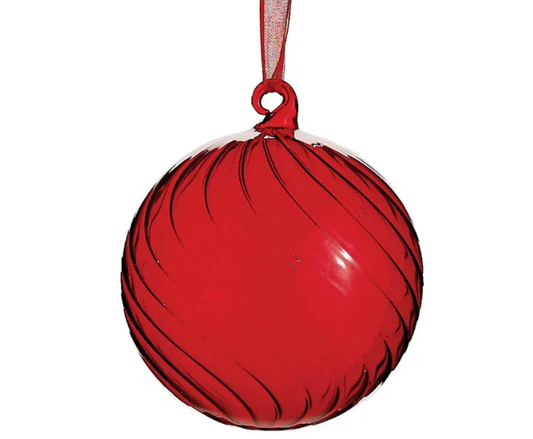4" Glass Ball Ornament Red