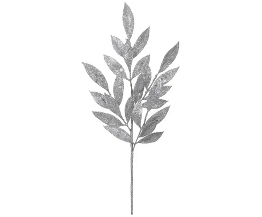 24" Glittered Bay Leaf Spray Champagne