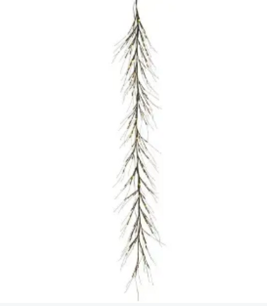 7' Faux Twig Garland With 120 LED Lights Brown