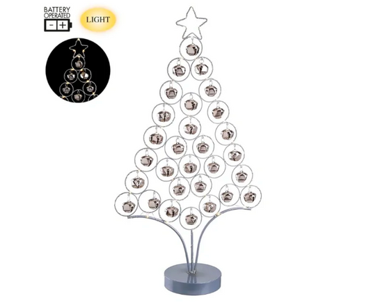 24.5" Battery Operated Jingle Bell Star Tree With Light Silver