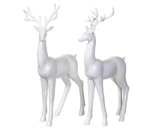 17" Glittered Reindeer (2 ea/set) White