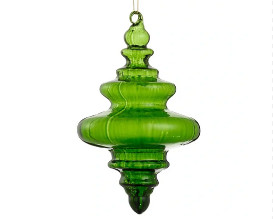7" Glass Finial Ornament Green