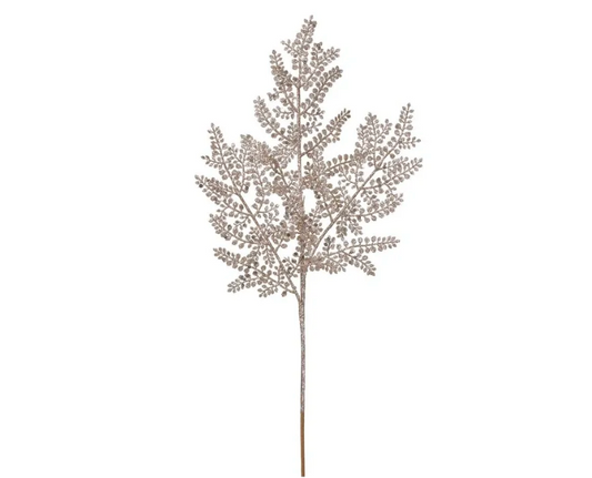 24" Glittered Fern Spray Champagne