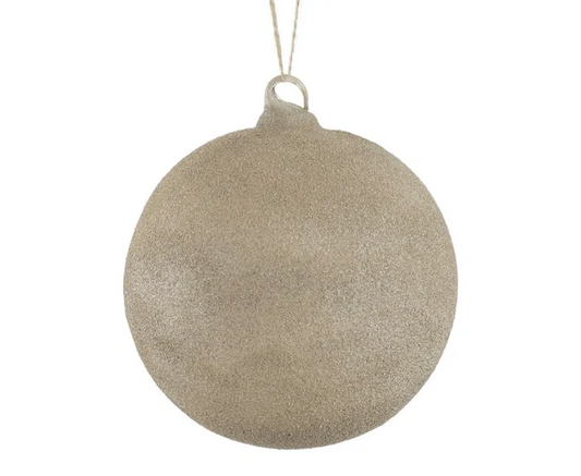 4" Glittered Glass Ball Ornament Beige