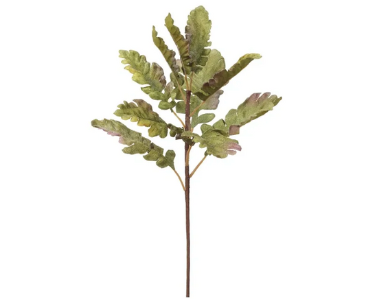 17.5" Glittered Oak Leaf Spray Green