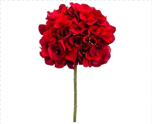 18.5" Velvet Hydrangea Spray Red