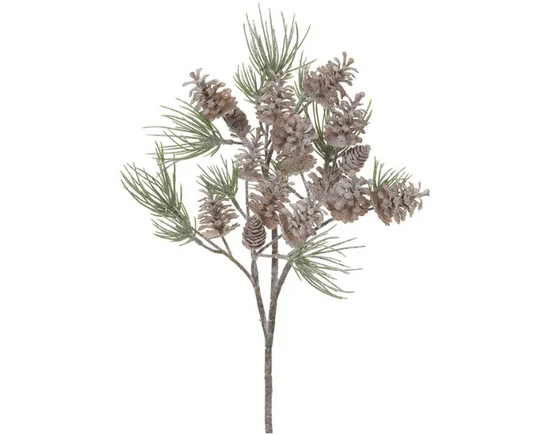 21" Frosted Pine/Pine Cone Spray Green Brown