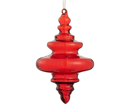 7" Glass Finial Ornament Red