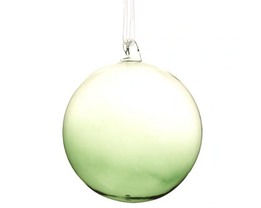 4" Glass Ball Ornament Clear Green