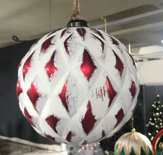 150MM BUBBLED BALL RED W/BEIGE